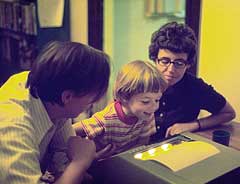 photo: Tom Van Vleck Lepper family at a portable terminal, 1974