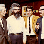 Claude Shannon, John McCarthy, Ed Fredkin, Joe Weizenbaum, Apr 1968 [CSAIL]